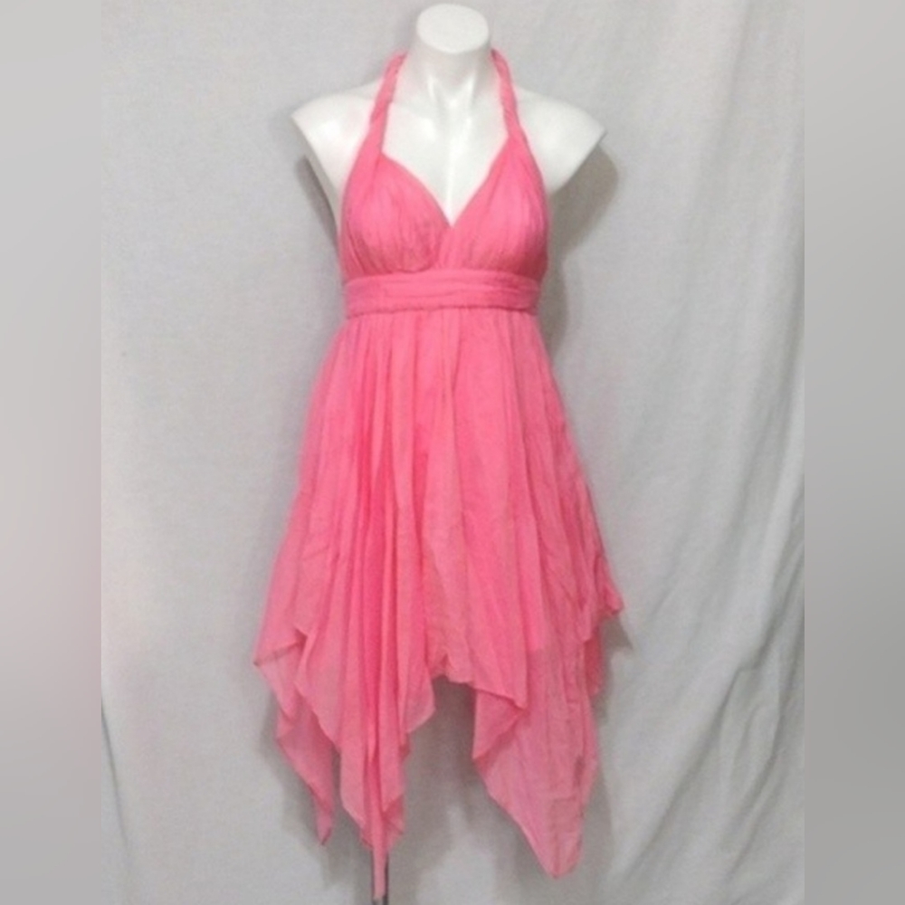 Guess Floral Lace Crochet Trim Dress 4 Twisted Strap Handkerchief Hem Party Chic